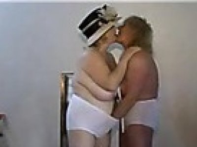 Sexy grannies in lingerie fingering and kissing