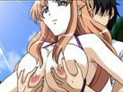 Cuty huge tits hentai woman banged on a beach