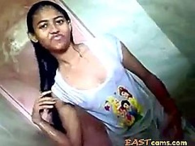 Indian young girl in shower with her bf