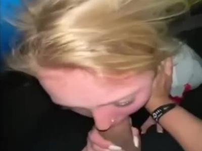 college slut being used for blowjobs behind a van