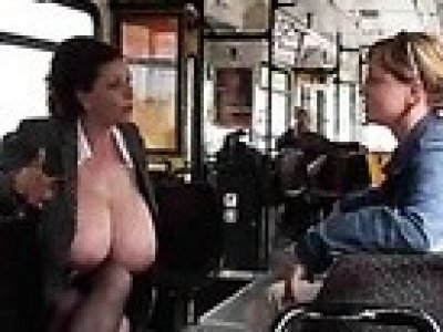 Slut lactating in the public bus