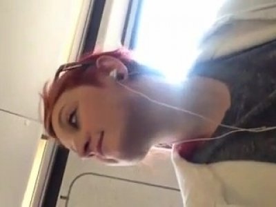 Young girl lady masturbate in train