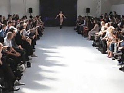 hot nude in public catwalk model fashion show