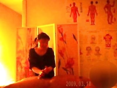 Asian girl gives a dick massage on hidden cam