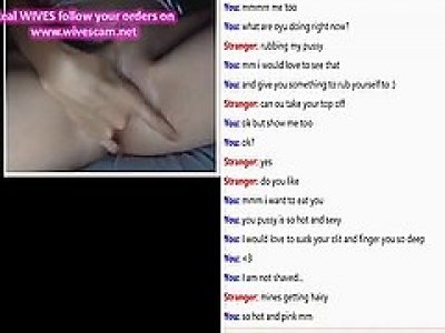 Omegle girl fingers wet cunt with sound