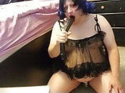 Sissy April Diamond Oral and deep throat practice day 15
