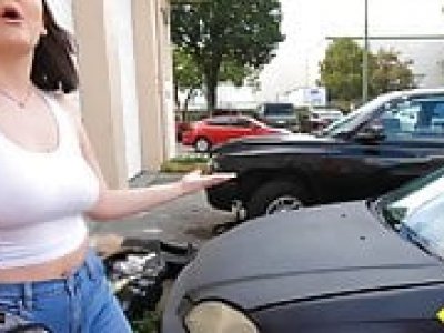 Roadside - Natural Chubby Young girl Bangs Car Mechanic