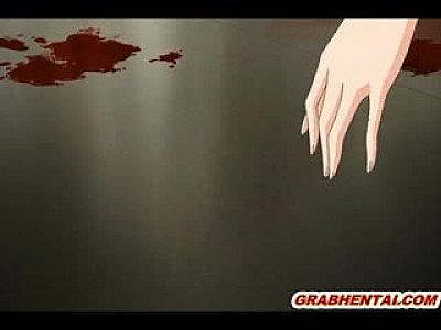 Beautiful Japanese coed brutally fucked by pig monster