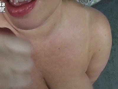 MM in Hot Red Dress Getting Facialized