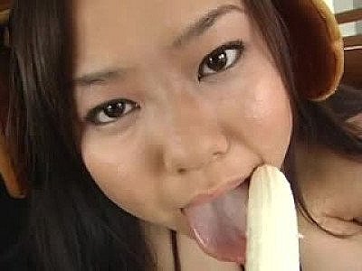 Huge tits asian sucking a banana