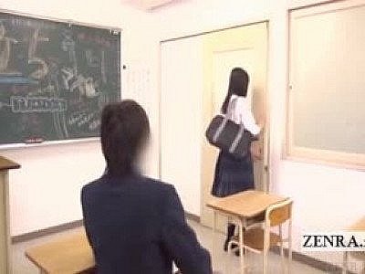 Subtitled CFNM Japanese classroom cock confessions