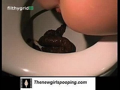 Woman pooping on the toilet
