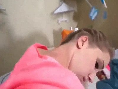 Crazy Blonde Beauty Having Fun with Her New Roommate Man