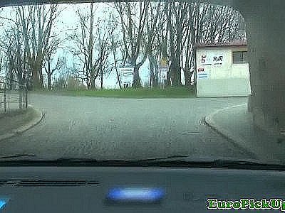 Pulled female taxi driver sucking penis