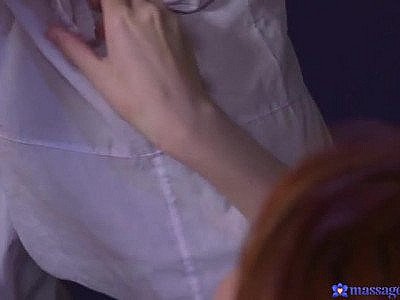 Young girl redhead Anne Swix gets her oiled pussy massaged