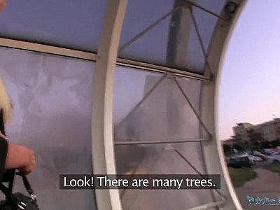 Blonde chick Jenny gets slammed outdoors at night