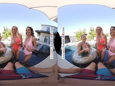 Naughty America Three hotties screw their friend's son in VR