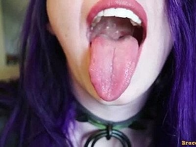 Goth slut spit tongue fetish