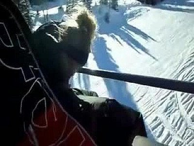 Chair Lift Fellatio by a blonde