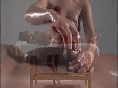 Erotic massage of his huge dick and balls