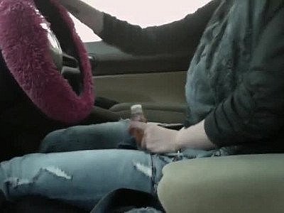 Red head Masturbation While Driving