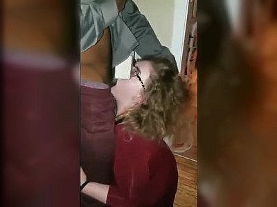 Chick blows dick at coworkers party