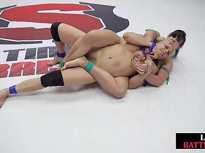 Curvy lez wrestler Milf defeated and fisted in trio