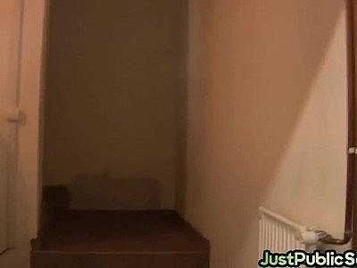 Public amateur beauty POV banged in bathroom of mechanic shop